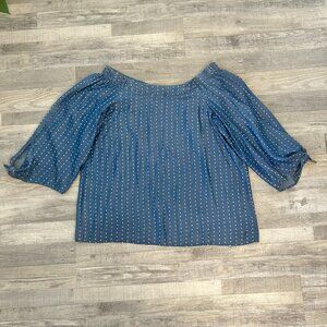Linea NWT Blue Polka Dot Off Shoulder Women's Blouse Plus Size 2X S44